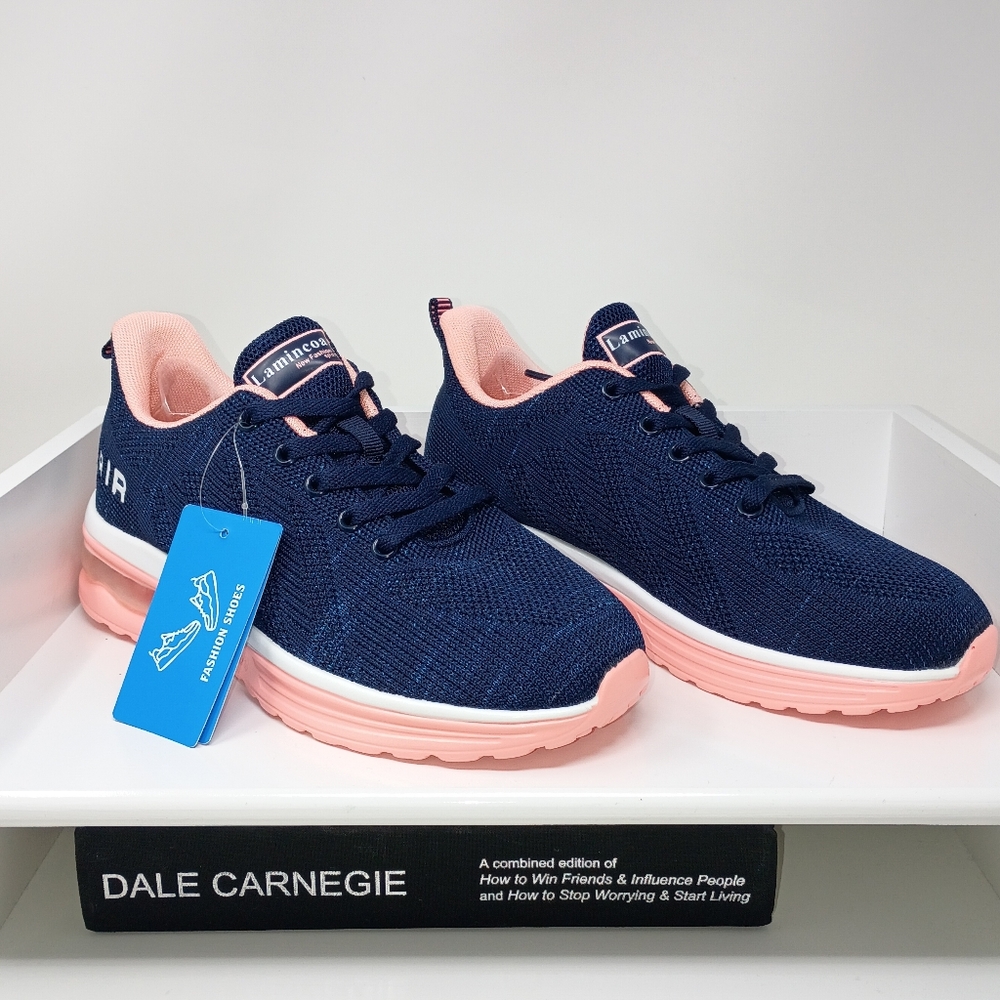 Women's Navy and Pink Sneakers - Picture 11 of 12